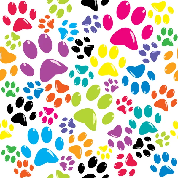 Pattern with colored paws — Stock Vector