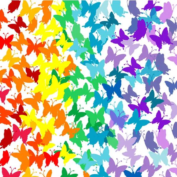 Бабочки в радужных цветах — стоковый вектор