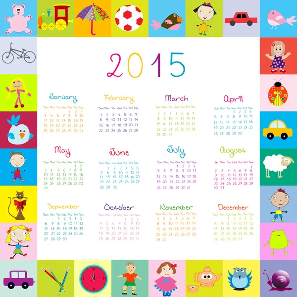 Quadro com calendário de 2015 — Vetor de Stock