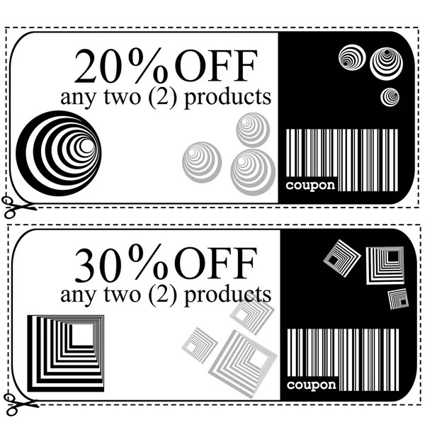 Voucher cards for shops — Stock Vector