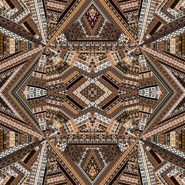 Tissu patchwork ethnique tons marron — Image vectorielle