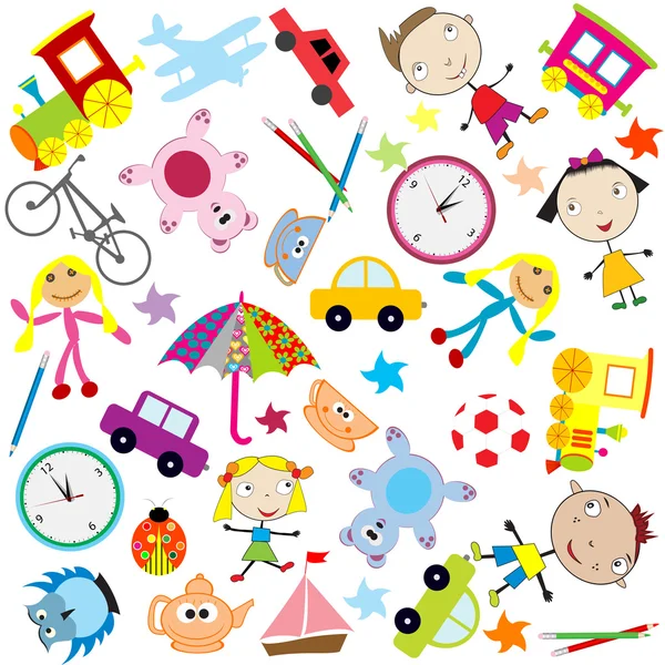 Different kind of toys — Stock Vector