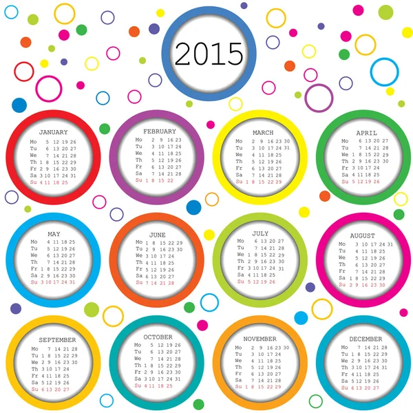 Calendario 2015 para niños — Archivo Imágenes Vectoriales