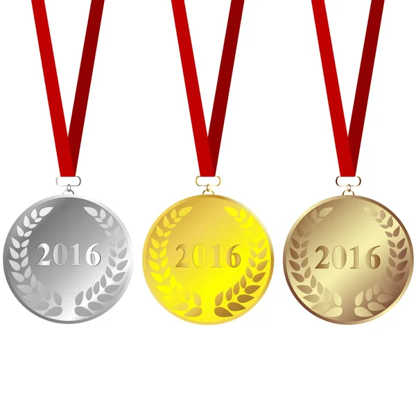 2016 メダルのセット — ストックベクタ