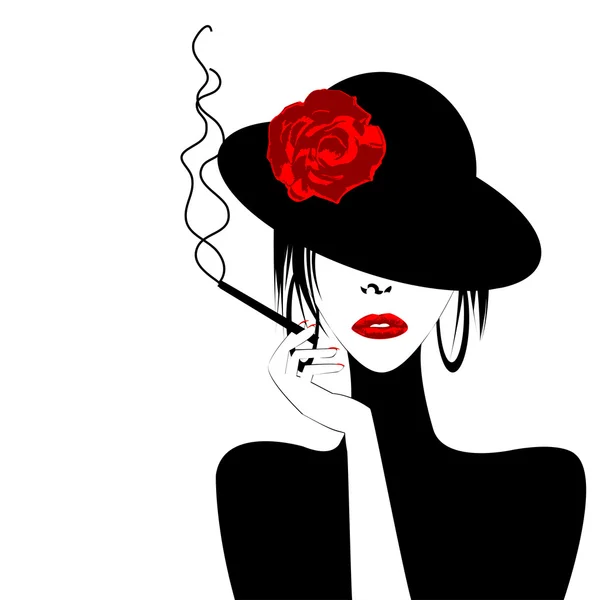 Femme avec un cigare — Image vectorielle
