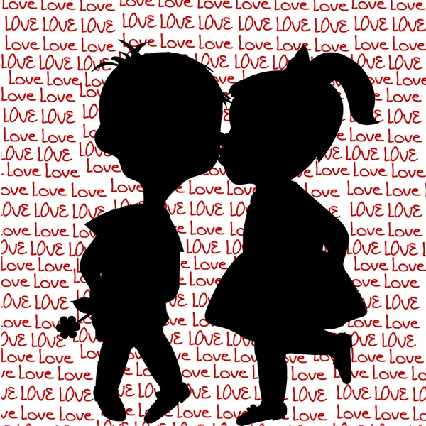 Carte avec garçon et une fille embrasser — Image vectorielle