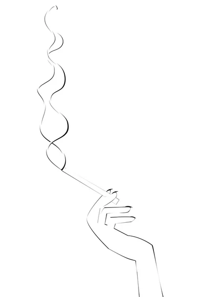 Mano con cigarrillo — Vector de stock