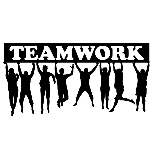 チームワークの概念女性ジャンプ — ストックベクタ