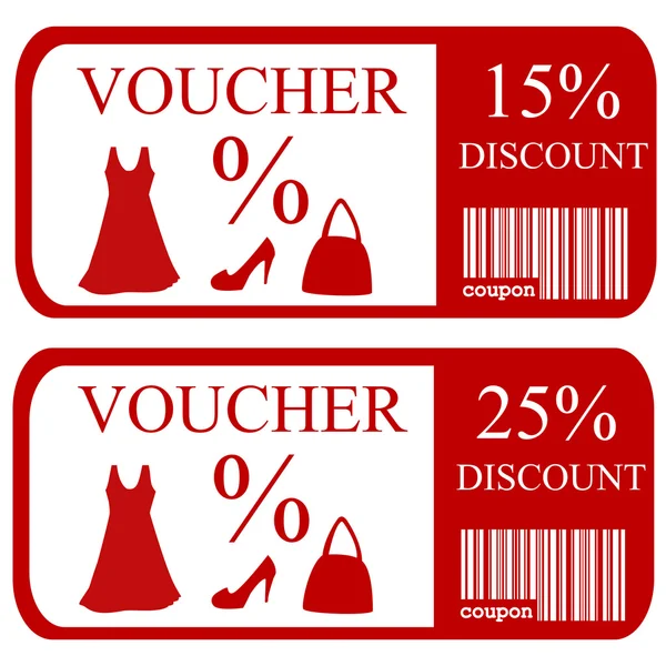 15 percent and 25 percent discount vouchers — Stock Vector