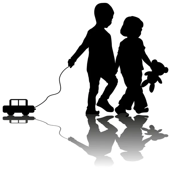 Paire d'enfants avec jouets — Image vectorielle