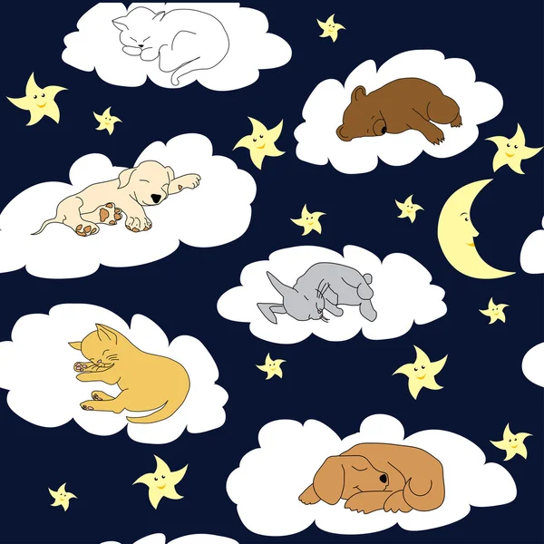 Background with sleepy animals — Stock Vector