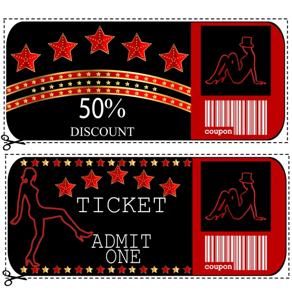 Sale voucher and ticket for night club — Stock Vector