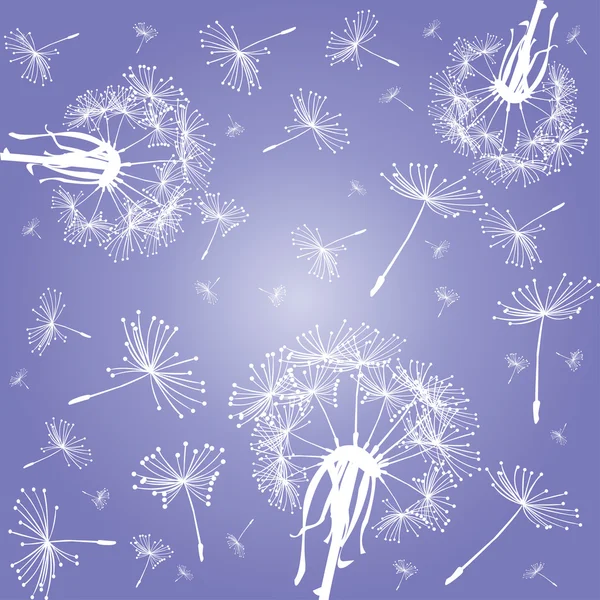 Dandelions over violet sky — Stock Vector