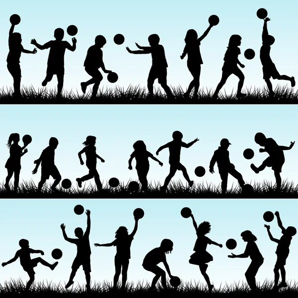 Barn som leker med bollar — Stock vektor