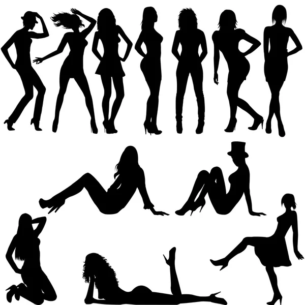 Sexy women silhouettes — Stock Vector