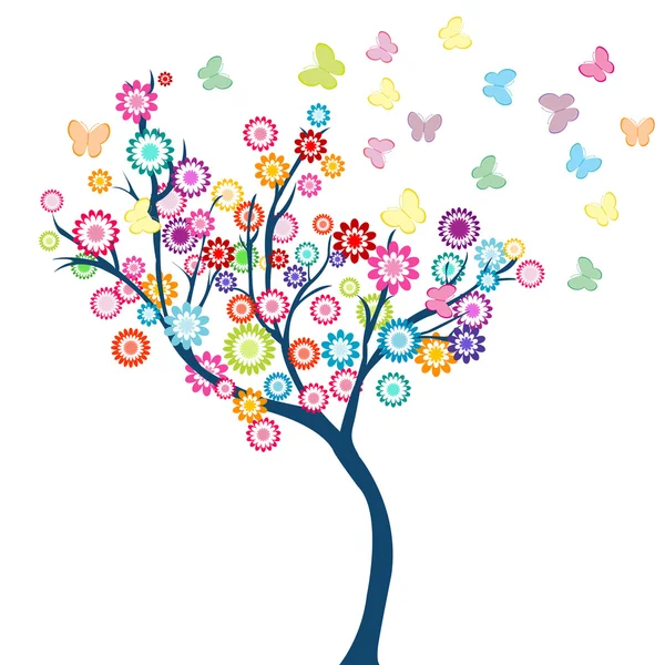 Tree with flowers — Stock Vector