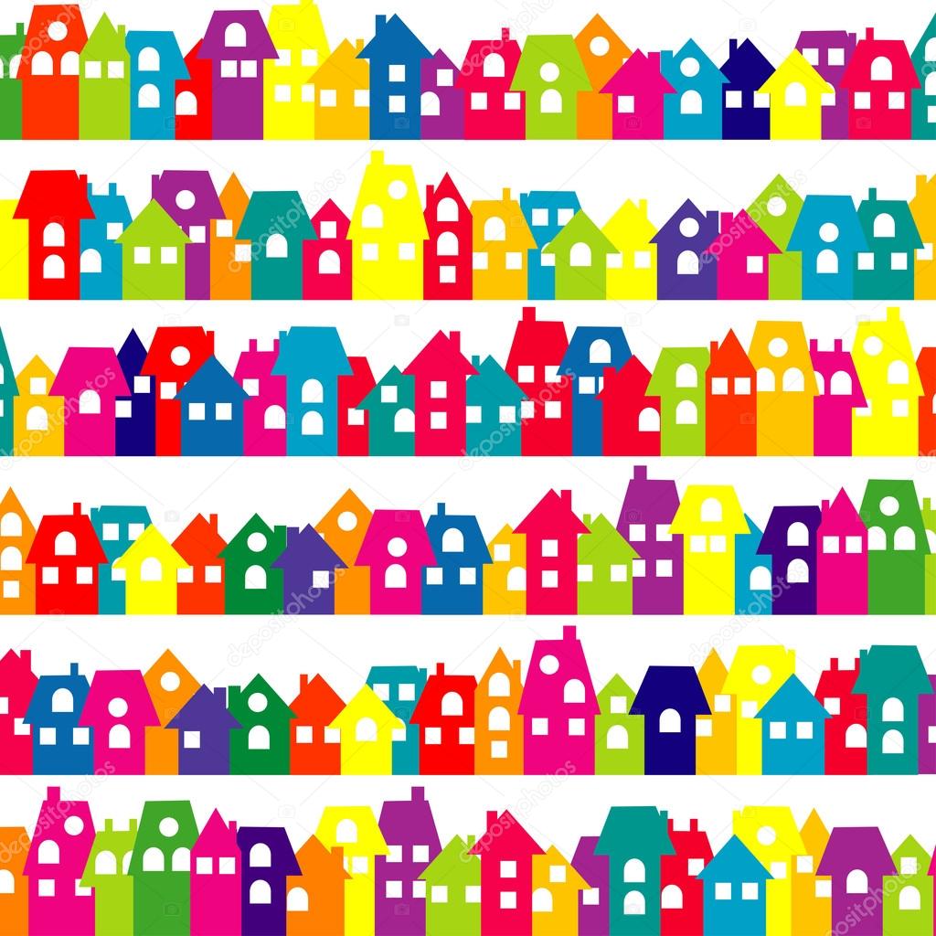 Colored doodle houses