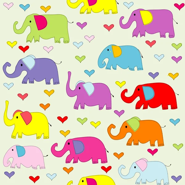 卡通彩色的大象无缝模式 — 图库矢量图片