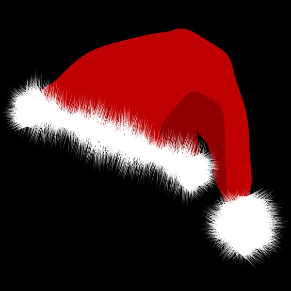 Santa Claus sombrero rojo aislado sobre fondo negro — Archivo Imágenes Vectoriales