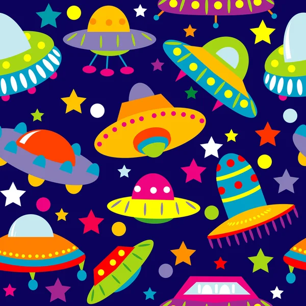 UFO cartoon seamless — Stock Vector