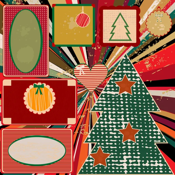 Fondo navideño vintage con marcos — Vector de stock