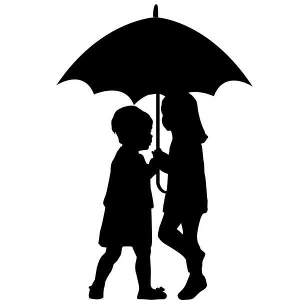 Дівчата під парасолькою — стоковий вектор