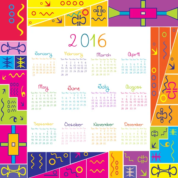 2016 calendario con marco — Vector de stock