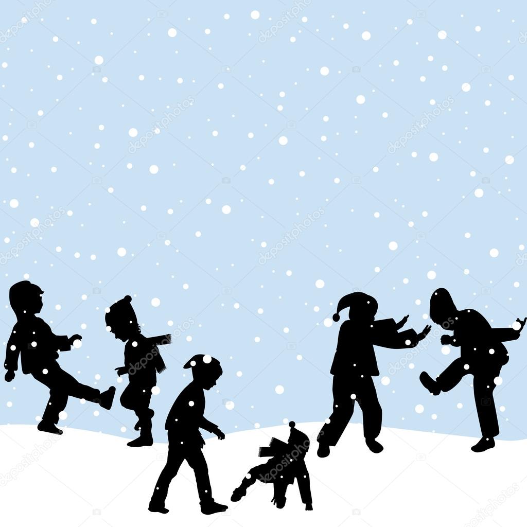 Children playing with snow
