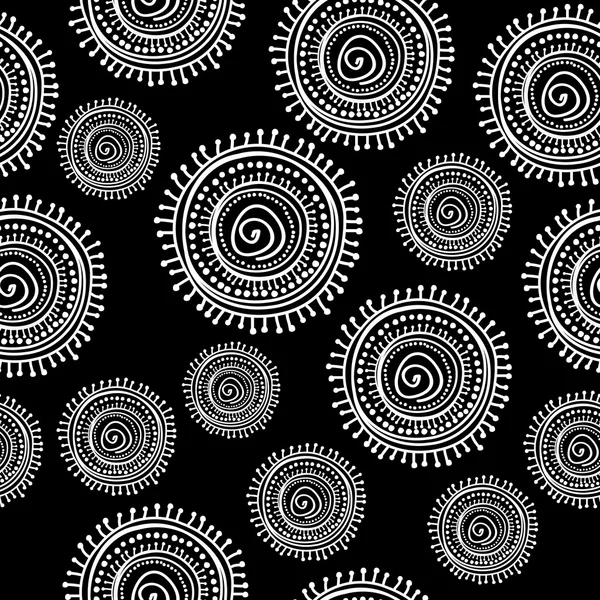 Черно-белый бесшовный с круглыми орнаментами — стоковый вектор