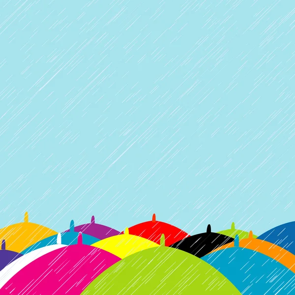 Letni deszcz z tłem kolorowe parasole — Wektor stockowy