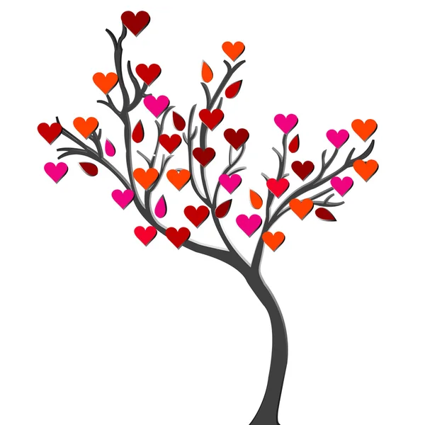 Carte avec arbre d'amour — Image vectorielle