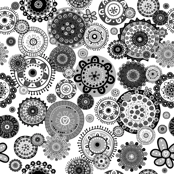 Black and white floral seamless pattern — Stock Vector
