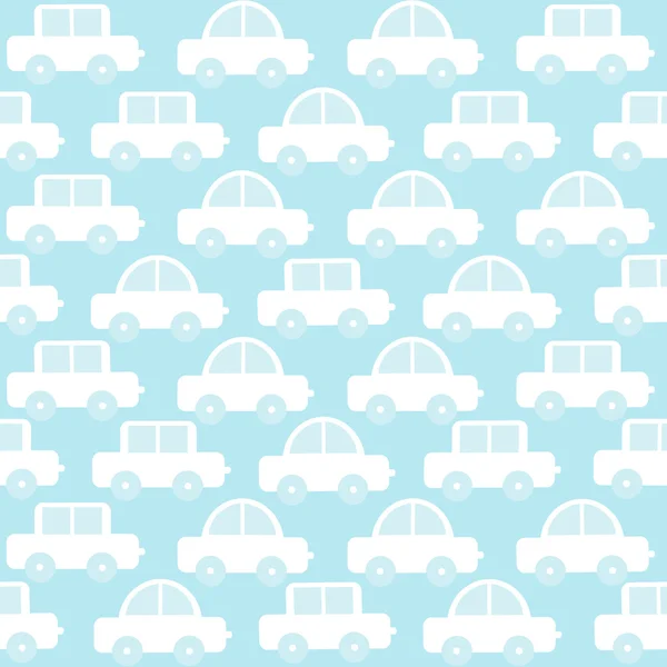 Μπλε μωρό αγόρι ομοιογενές φόντο με αυτοκίνητα κινούμενα σχέδια — Διανυσματικό Αρχείο