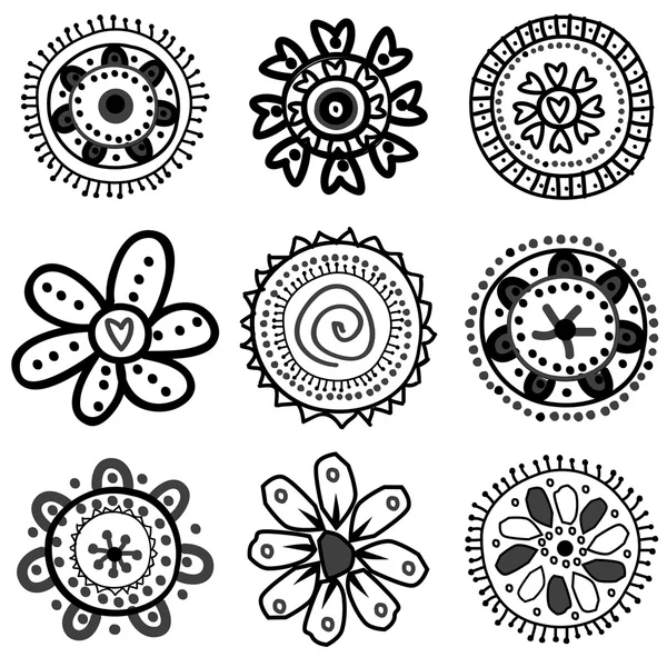 Samling av doodle flowers — Stock vektor