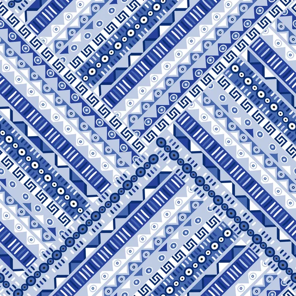 Синий геометрический орнамент племени — стоковый вектор