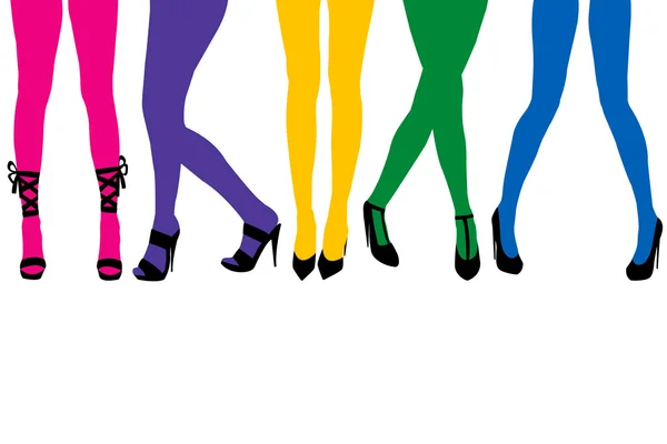 Femmes jambes sexy avec bas colorés — Image vectorielle