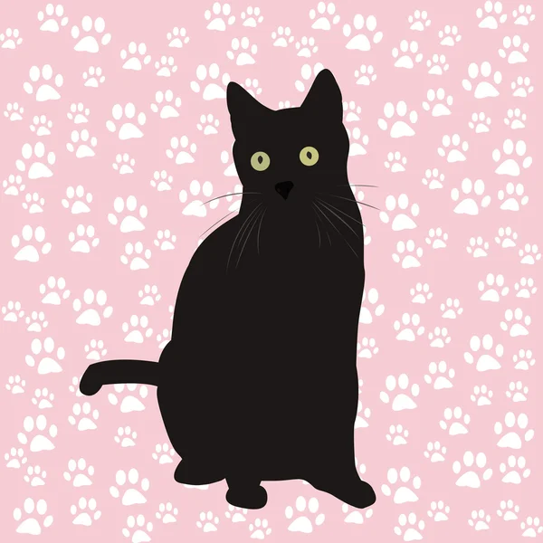Zwarte kat silhouet — Stockvector