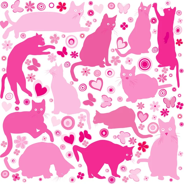 Baby girls background with cats — Stock Vector