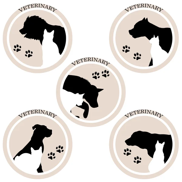 Tierärztliche Symbole für Hund und Katze — Stockvektor