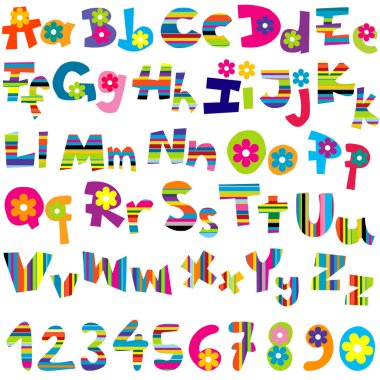 Alfabe seti ve numaraları çizimi