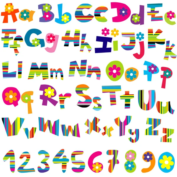 Illustration of alphabet set and numbers — Stock Vector