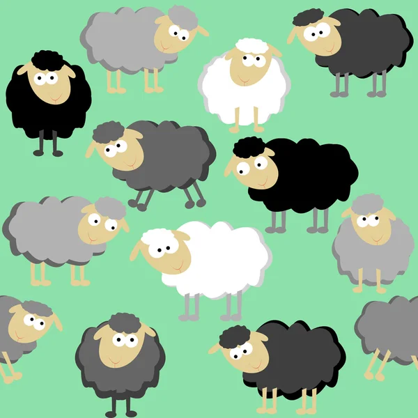 绵羊无缝模式的绿色背景 — 图库矢量图片