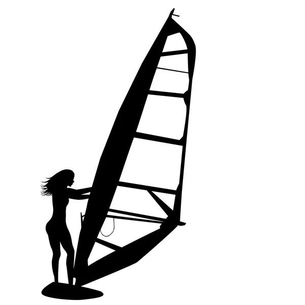 Femeie windsurfing — Vector de stoc