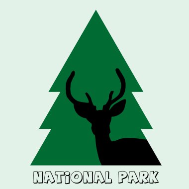 Geyik geyik ve köknar ile milli park simgesi