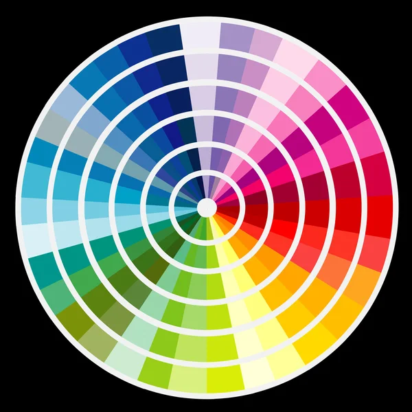 Palette ronde de couleurs sur fond noir — Image vectorielle