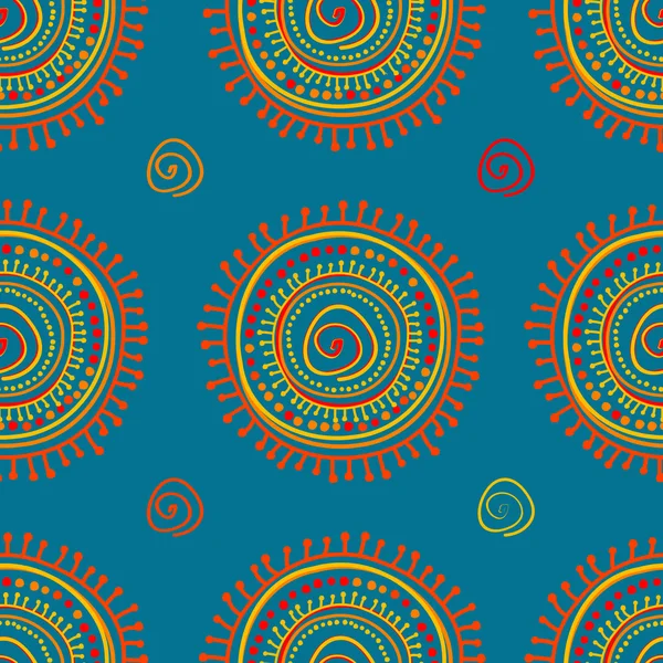 Tribal stylisé ornement solaire motif sans couture — Image vectorielle