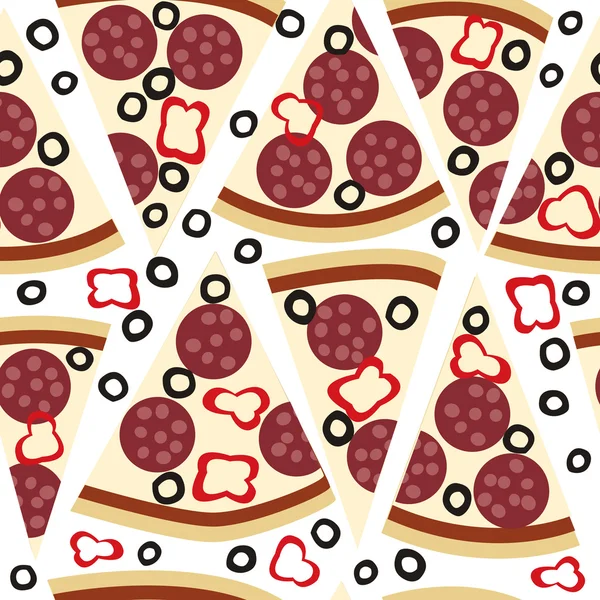 Nahtloses Muster mit Scheiben Salami-Pizza — Stockvektor