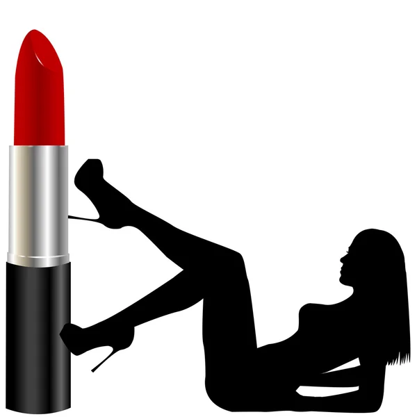 Silueta de mujer sexy con lápiz labial rojo — Archivo Imágenes Vectoriales