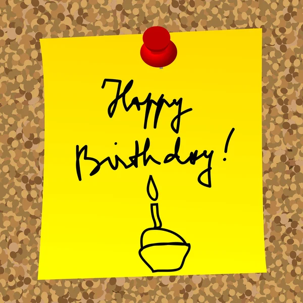 Ein Zettel mit der Botschaft "Alles Gute zum Geburtstag" — Stockvektor