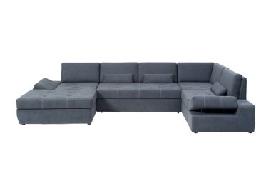 Large gray sofa on white background isolated